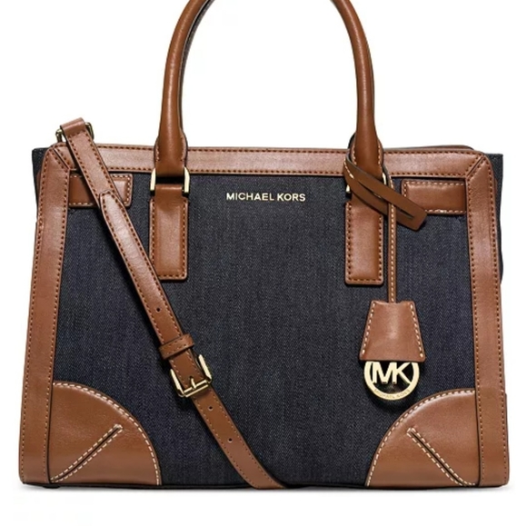 MICHEAL KORS DENIM SATCHEL - LIKE NEW - Picture 1 of 6